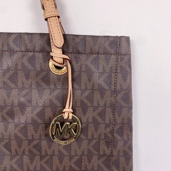 MICHAEL Michael Kors Signature Leather Jet Set Tote Brown Shoulder Bag - Picture 2 of 6